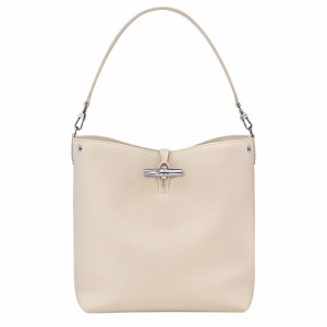 Longchamp Le Roseau M Skulderveske Dame Hvite Norge | 10281HFP555