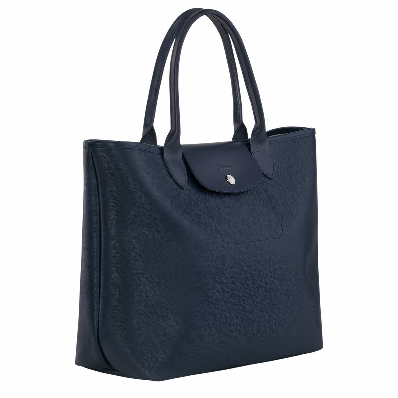 Longchamp Le Pliage City L Tote Veske Dame Marineblå Norge | 10182HYQ556