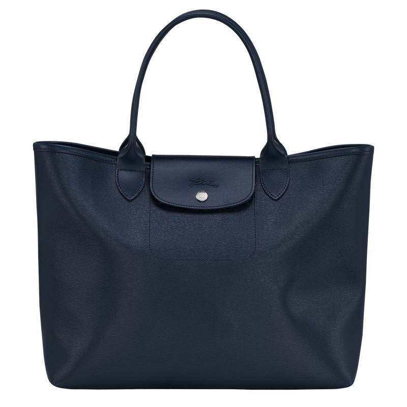 Longchamp Le Pliage City L Tote Veske Dame Marineblå Norge | 10182HYQ556