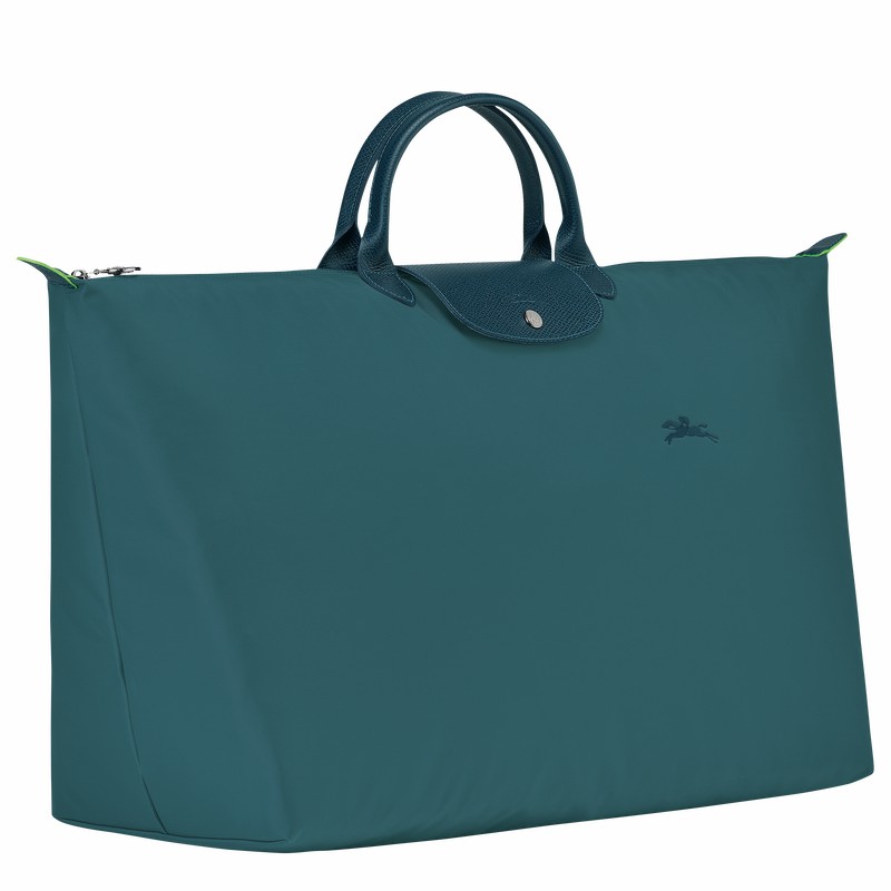 Longchamp Le Pliage Green M Reiseveske Dame Påfugl Norge | L1625919P89