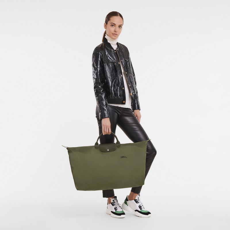 Longchamp Le Pliage Green M Reiseveske Dame Grønn Norge | L1625919479