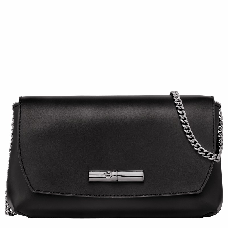 Longchamp Le Roseau Clutch Dame Svarte Norge | 10191HCN001