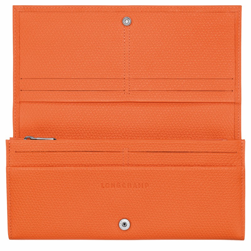 Longchamp Le Roseau Flap Lommebok Dame Oransje Norge | L3044HFP017