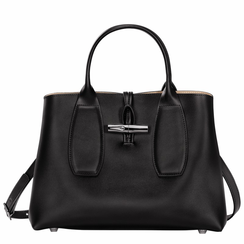 Longchamp Le Roseau M Håndveske Dame Svarte Norge | 10058HCL001