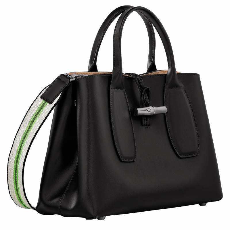 Longchamp Le Roseau M Håndveske Dame Svarte Norge | 10058HCN001