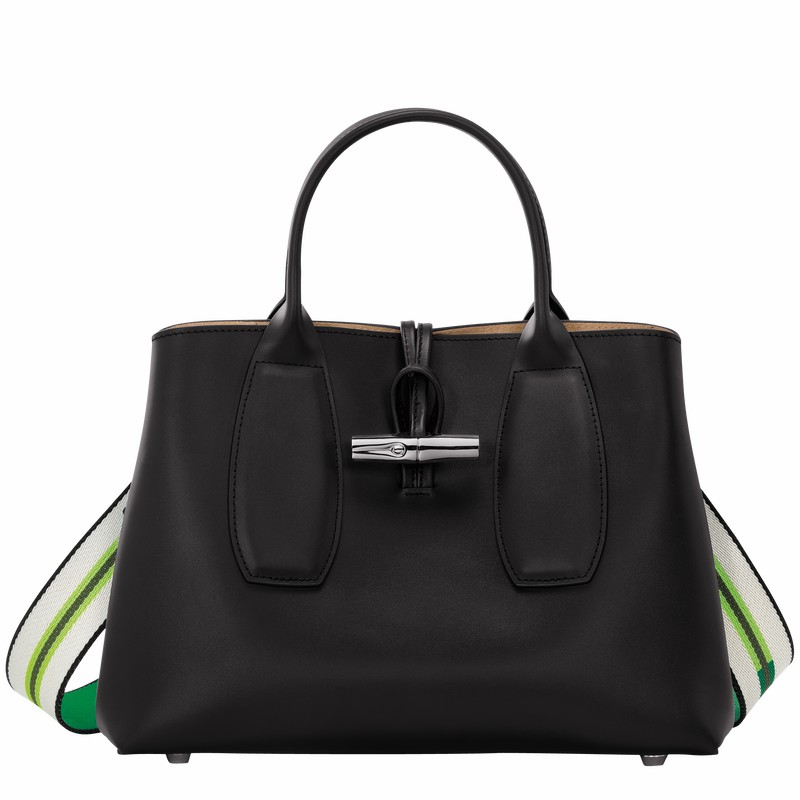 Longchamp Le Roseau M Håndveske Dame Svarte Norge | 10058HCN001