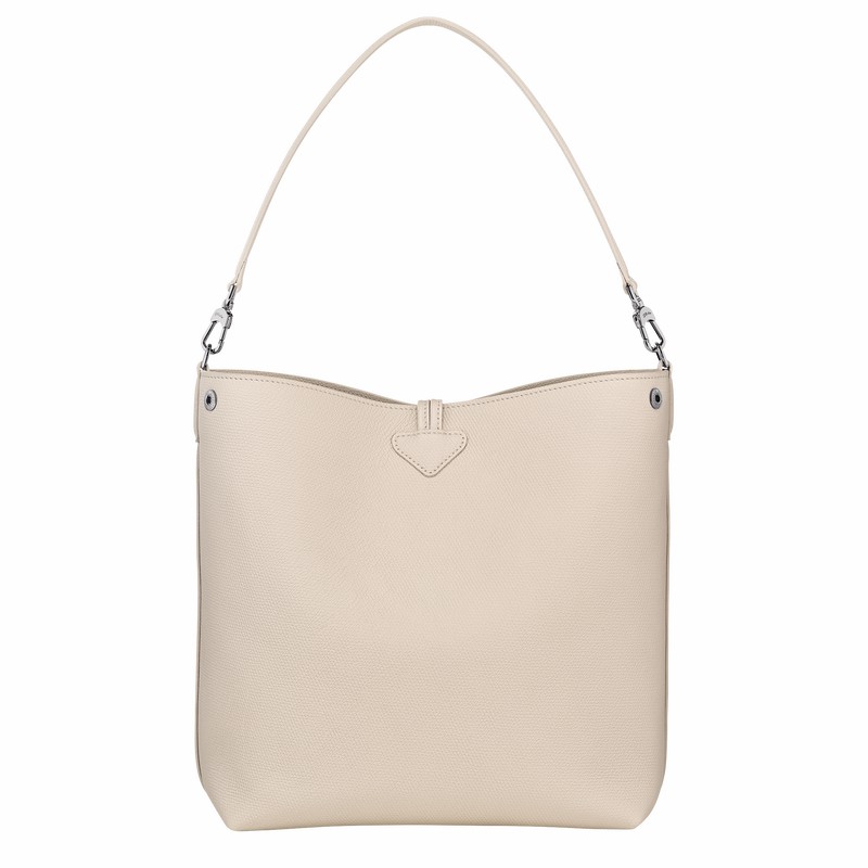 Longchamp Le Roseau M Skulderveske Dame Hvite Norge | 10281HFP555