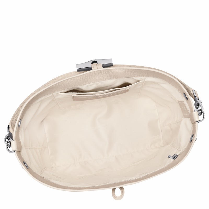 Longchamp Le Roseau M Skulderveske Dame Hvite Norge | 10281HFP555