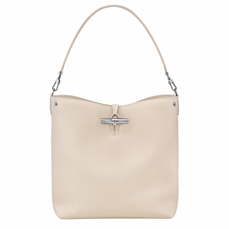 Longchamp Le Roseau M Skulderveske Dame Hvite Norge | 10281HFP555